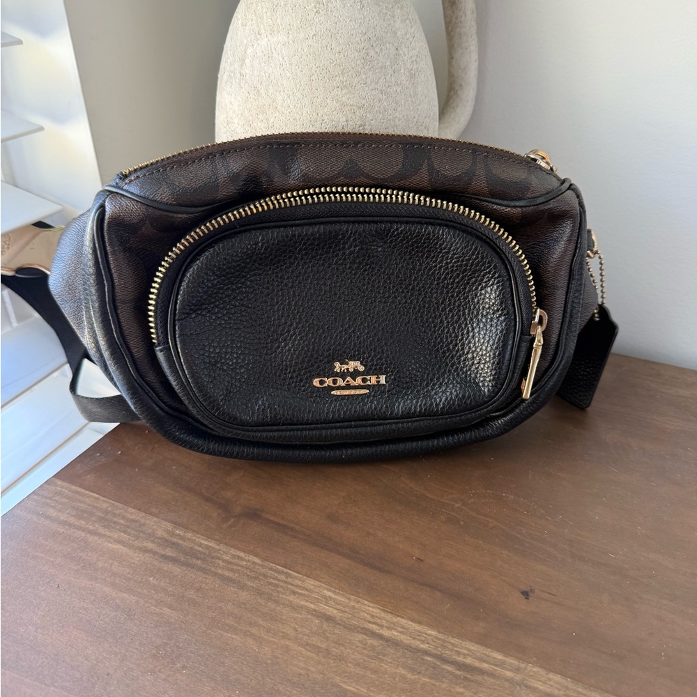Coach Black and Brown Leather Crossbody Bag